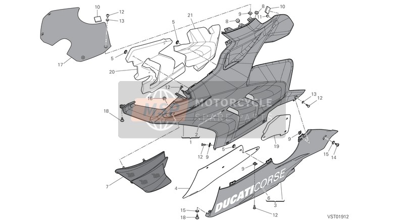 Ducati SUPERBIKE Panigale V4 R USA 2020 Verkleidung, LH für ein 2020 Ducati SUPERBIKE Panigale V4 R USA