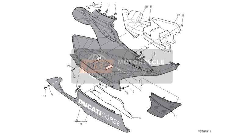 Ducati SUPERBIKE Panigale V4 R USA 2020 Kuip, RH voor een 2020 Ducati SUPERBIKE Panigale V4 R USA