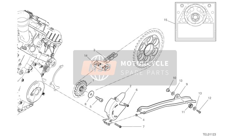 Ducati SUPERBIKE Panigale V4 R USA 2020 Diente Frontal - Cadena para un 2020 Ducati SUPERBIKE Panigale V4 R USA
