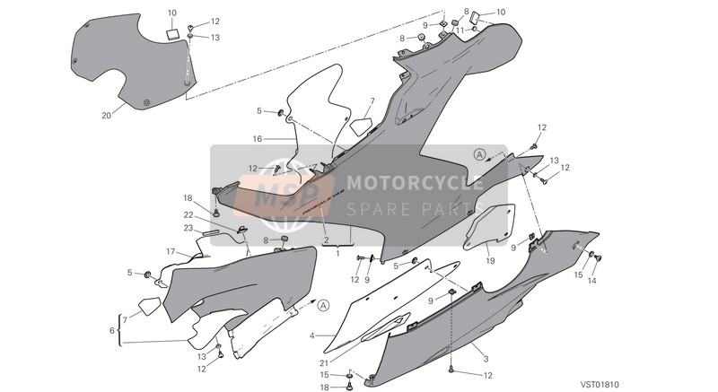 Ducati SUPERBIKE PANIGALE V4 S EU 2019 Carénage, LH pour un 2019 Ducati SUPERBIKE PANIGALE V4 S EU