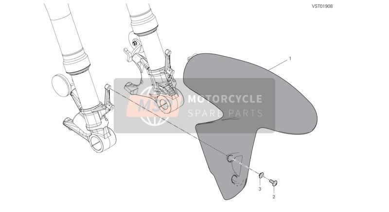 Ducati SUPERBIKE PANIGALE V4 S EU 2020 Parafango anteriore per un 2020 Ducati SUPERBIKE PANIGALE V4 S EU