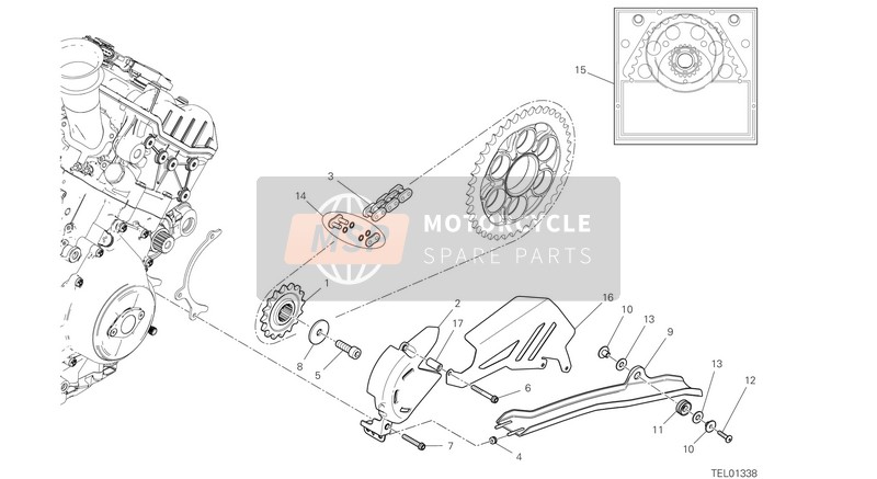 Ducati SUPERBIKE PANIGALE V4 S EU 2020 Diente frontal - Cadena para un 2020 Ducati SUPERBIKE PANIGALE V4 S EU