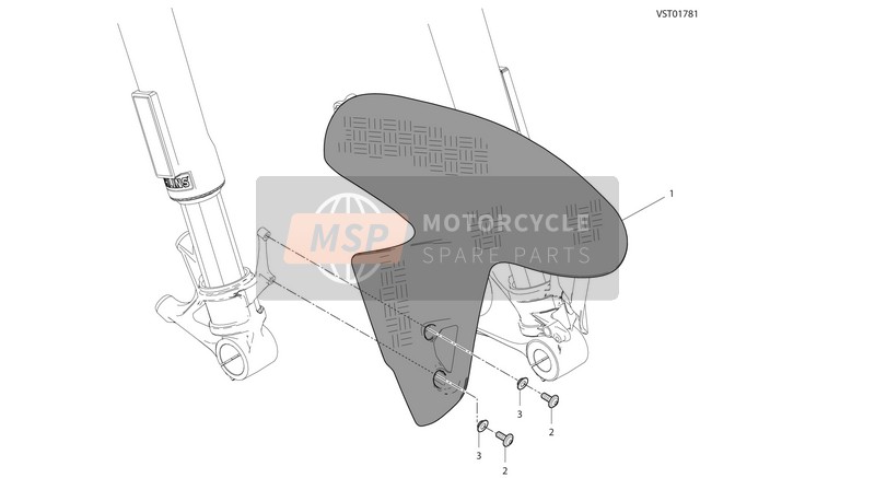 Ducati SUPERBIKE PANIGALE V4 SPECIALE USA 2018 Schlammschutz vorne für ein 2018 Ducati SUPERBIKE PANIGALE V4 SPECIALE USA