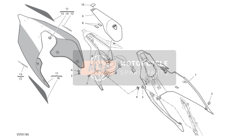 Ducati SUPERBIKE PANIGALE V4 SPECIALE USA 2018 Verkleidung hinten für ein 2018 Ducati SUPERBIKE PANIGALE V4 SPECIALE USA