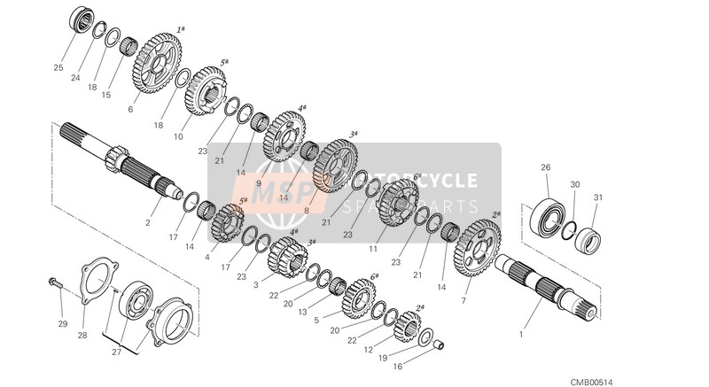 Ducati SUPERBIKE PANIGALE V4 USA 2018 Caja de cambios para un 2018 Ducati SUPERBIKE PANIGALE V4 USA