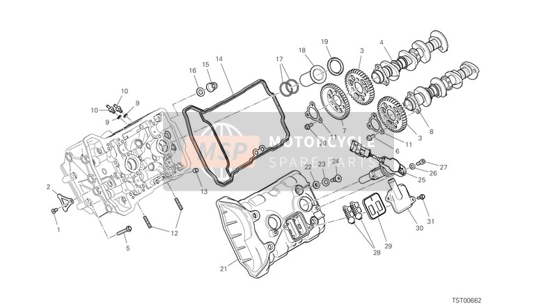 Ducati SUPERBIKE PANIGALE V4 USA 2020 Front Head - Timing System for a 2020 Ducati SUPERBIKE PANIGALE V4 USA