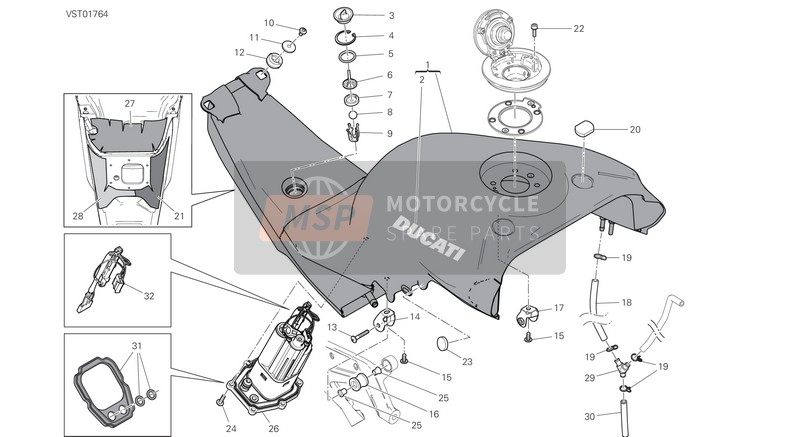 Ducati SUPERBIKE PANIGALE V4 USA 2020 Tanque para un 2020 Ducati SUPERBIKE PANIGALE V4 USA