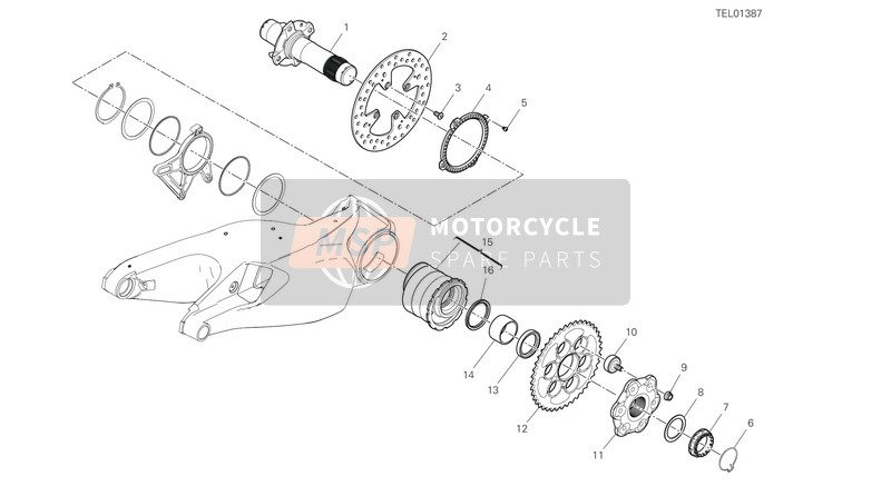 Ducati SUPERLEGGERA V4 2021 REAR WHEEL SPINDLE for a 2021 Ducati SUPERLEGGERA V4