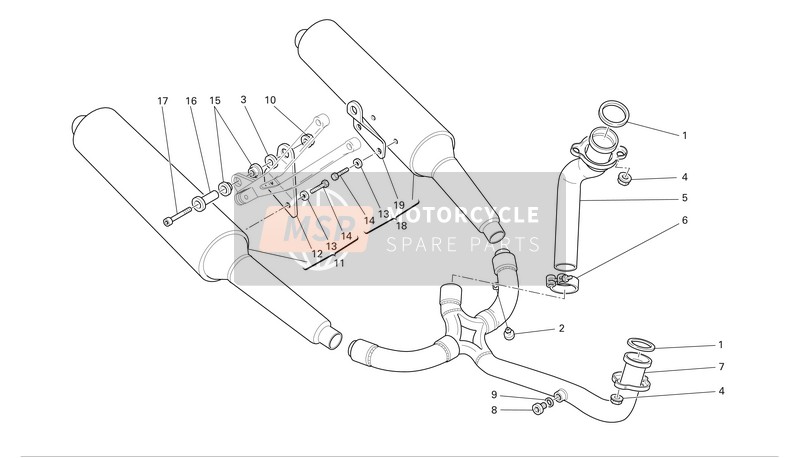57020741A, Hor.Exhaust Pipe 1000 SS/03, Ducati, 0
