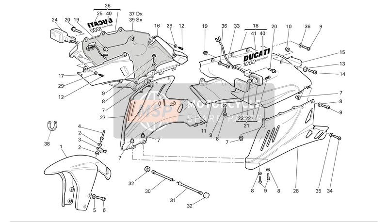 48030831A, Right Lower Fairing Unpainted, Ducati, 0