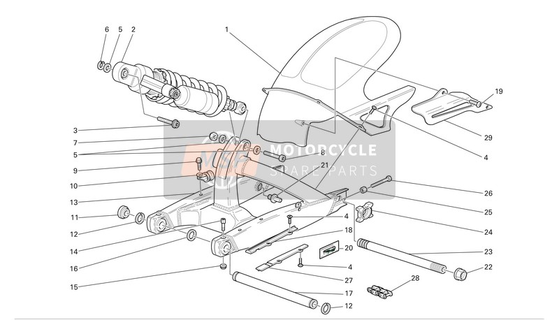 Ducati SUPERSPORT 1000 Eu 2006 Achterbrug En Aandrijfketting voor een 2006 Ducati SUPERSPORT 1000 Eu