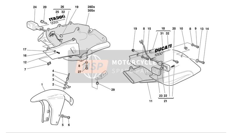 Ducati SUPERSPORT 1000 I.E. Eu 2003 Demi carénage pour un 2003 Ducati SUPERSPORT 1000 I.E. Eu