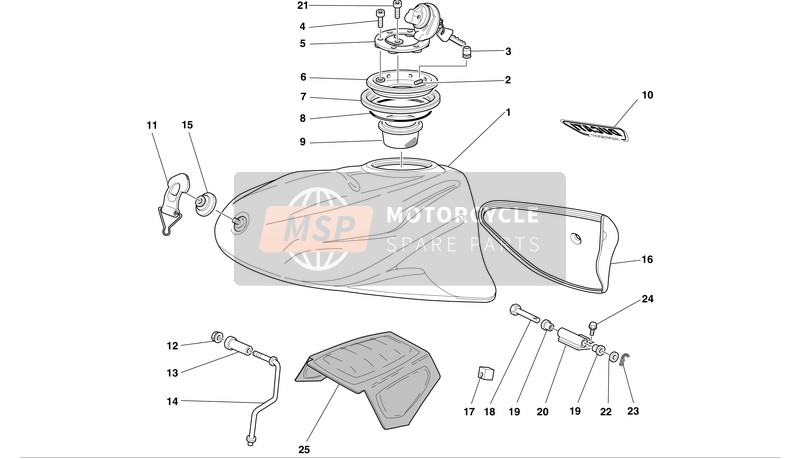 Ducati SUPERSPORT 1000 I.E. Eu 2004 Serbatoio di carburante per un 2004 Ducati SUPERSPORT 1000 I.E. Eu