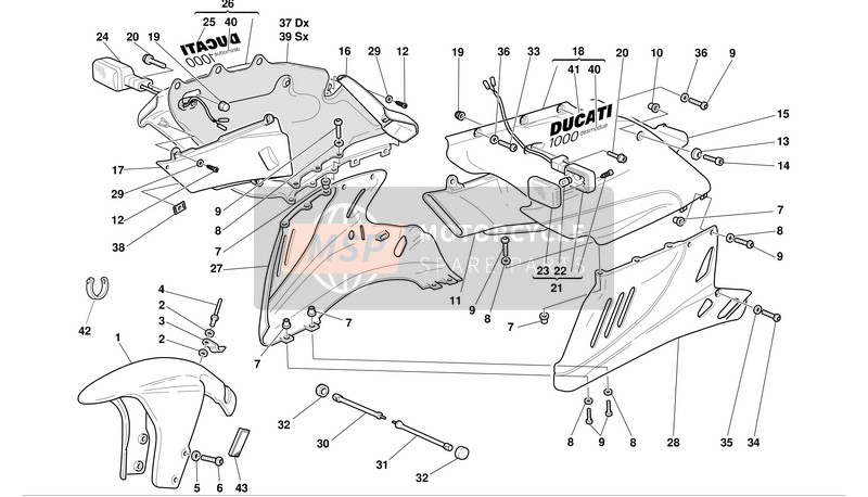 Ducati SUPERSPORT 1000 I.E. Usa 2003 Kuip voor een 2003 Ducati SUPERSPORT 1000 I.E. Usa