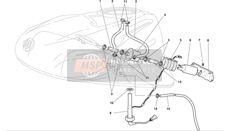 Ducati SUPERSPORT 1000 I.E. Usa 2003 Fuel System for a 2003 Ducati SUPERSPORT 1000 I.E. Usa