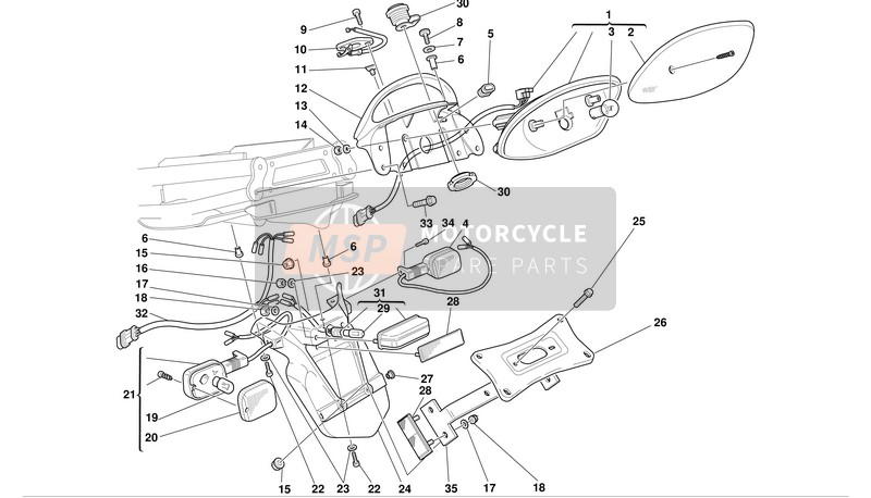 Ducati SUPERSPORT 1000 I.E. Usa 2003 Nummernschildhalterung für ein 2003 Ducati SUPERSPORT 1000 I.E. Usa