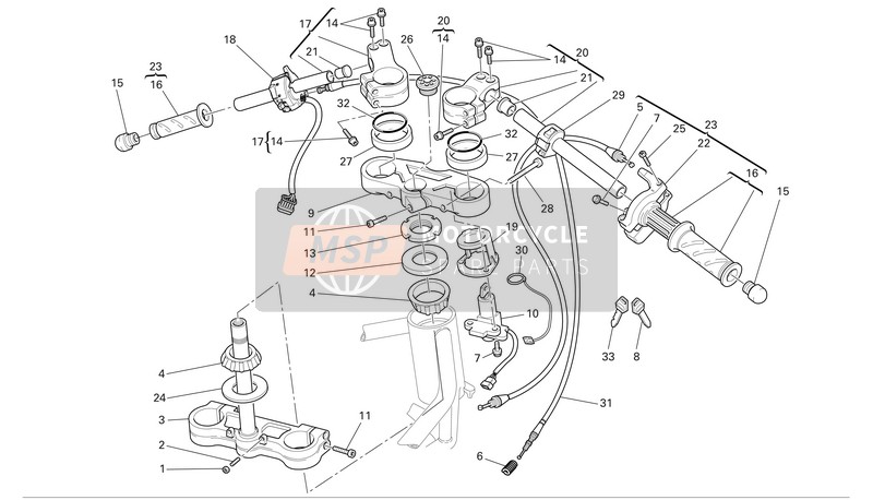 Ducati SUPERSPORT 1000 Usa 2005 Stuur en bedieningselementen voor een 2005 Ducati SUPERSPORT 1000 Usa