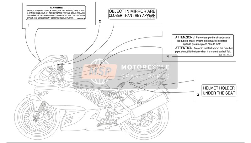 Ducati SUPERSPORT 620S I.E. Usa 2003 Marking Plates for a 2003 Ducati SUPERSPORT 620S I.E. Usa