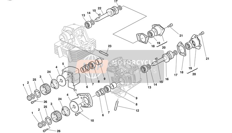 Ducati SUPERSPORT 750 I.E. Eu 2001 Hoofd : Timing voor een 2001 Ducati SUPERSPORT 750 I.E. Eu