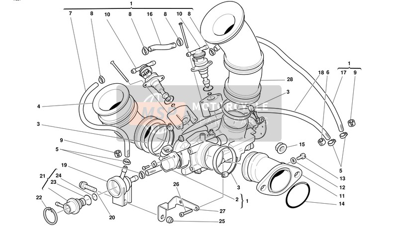 Ducati SUPERSPORT 750 I.E. Eu 2001 Corpo farfallato per un 2001 Ducati SUPERSPORT 750 I.E. Eu