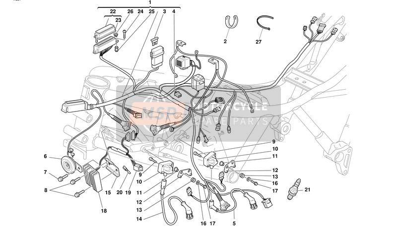 67110131A, Horizontaal Kop Spark Plugwiring, Ducati, 0