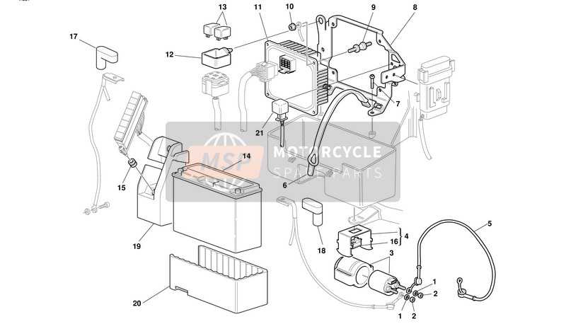 Ducati SUPERSPORT 750 I.E. Eu 2001 Support de boîtier de batterie pour un 2001 Ducati SUPERSPORT 750 I.E. Eu