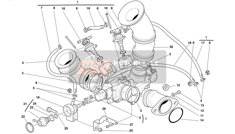 Ducati SUPERSPORT 750 I.E. Eu 2002 Corpo farfallato per un 2002 Ducati SUPERSPORT 750 I.E. Eu