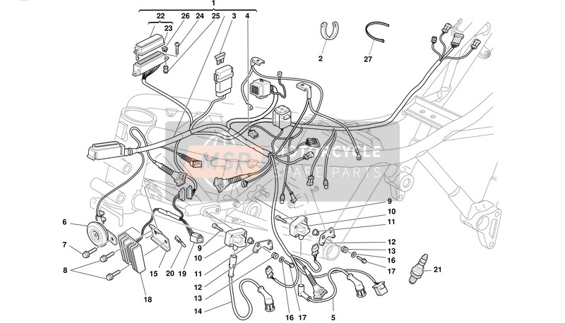 Ducati SUPERSPORT 750 I.E. Eu 2002 Système électrique pour un 2002 Ducati SUPERSPORT 750 I.E. Eu