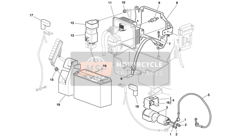 Ducati SUPERSPORT 750 I.E. Usa 2001 Battery Box Mount for a 2001 Ducati SUPERSPORT 750 I.E. Usa