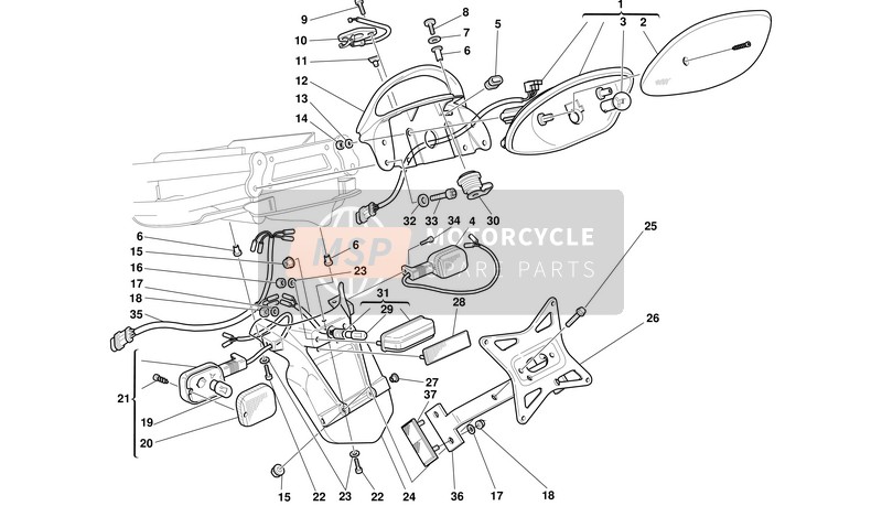 Ducati SUPERSPORT 750 I.E. Usa 2001 Support de plaque d'immatriculation pour un 2001 Ducati SUPERSPORT 750 I.E. Usa