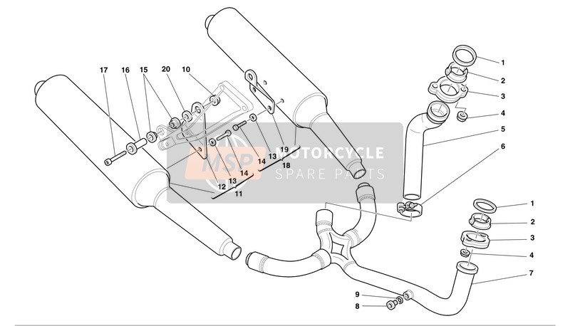 Ducati SUPERSPORT 750S I.E. Eu 2002 ABGASSYSTEM für ein 2002 Ducati SUPERSPORT 750S I.E. Eu