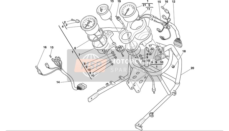 Ducati SUPERSPORT 750S I.E. Eu 2002 Tableau de bord pour un 2002 Ducati SUPERSPORT 750S I.E. Eu