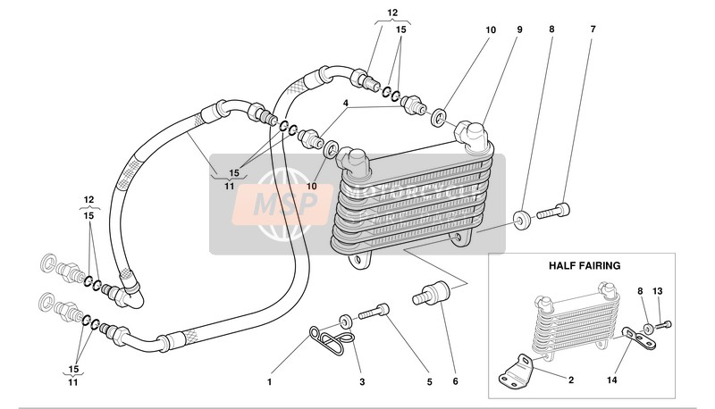 Ducati SUPERSPORT 750S I.E. Usa 2002 Oil Cooler for a 2002 Ducati SUPERSPORT 750S I.E. Usa