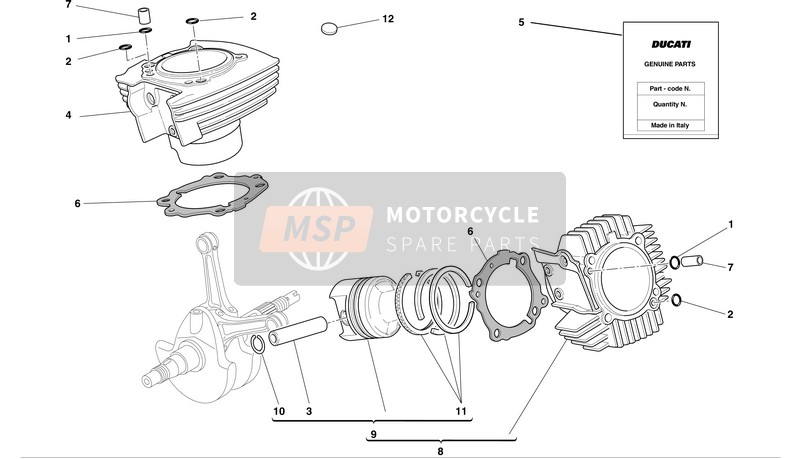Ducati SUPERSPORT 800 I.E. Eu 2004 Cylinders - Pistons for a 2004 Ducati SUPERSPORT 800 I.E. Eu