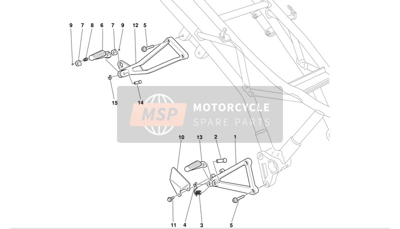 Ducati SUPERSPORT 800 I.E. Usa 2003 R.H. Poggiapiedi per un 2003 Ducati SUPERSPORT 800 I.E. Usa