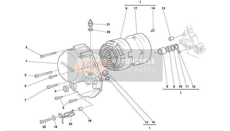 Ducati SUPERSPORT 800 I.E. Usa 2004 Tapa del embrague para un 2004 Ducati SUPERSPORT 800 I.E. Usa