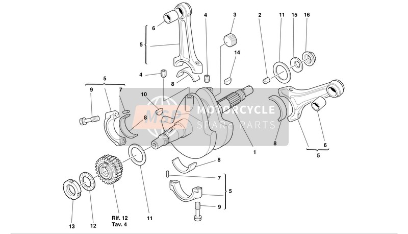 Ducati SUPERSPORT 800S I.E. Eu 2003 Cigüeñal para un 2003 Ducati SUPERSPORT 800S I.E. Eu