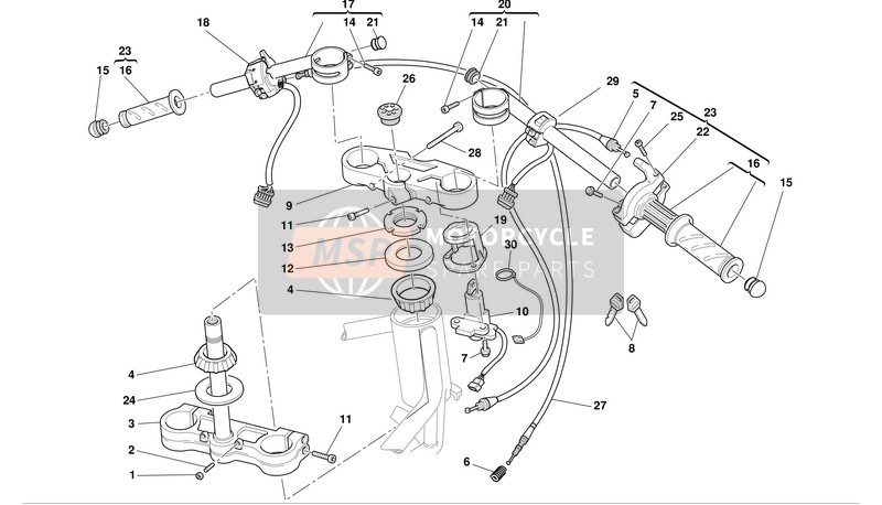 Ducati SUPERSPORT 800S I.E. Eu 2003 Guidon et commandes pour un 2003 Ducati SUPERSPORT 800S I.E. Eu