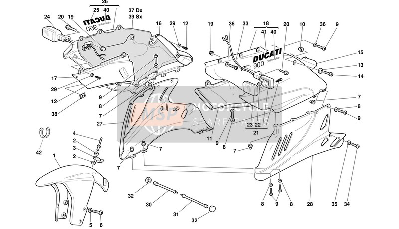 43711041AB, Graphic, Links Ducati 900, Ducati, 0