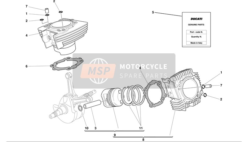 Ducati SUPERSPORT 900 i.e. Eu 2002 Cilinders - Zuigers voor een 2002 Ducati SUPERSPORT 900 i.e. Eu