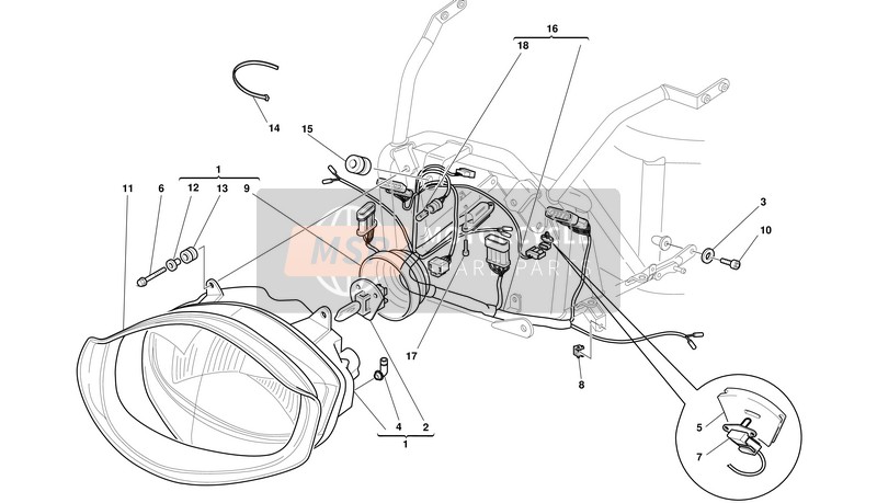 Ducati SUPERSPORT 900 i.e. Usa 2001 Tête-Câblage léger et électrique pour un 2001 Ducati SUPERSPORT 900 i.e. Usa