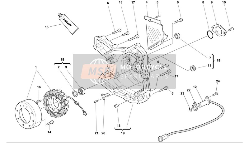 Ducati SUPERSPORT 900 i.e. Usa 2002 Couvercle d'alternateur pour un 2002 Ducati SUPERSPORT 900 i.e. Usa