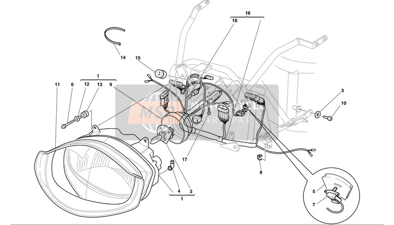 Ducati SUPERSPORT 900 i.e. Usa 2002 Cabeza-Cableado de luz y electricidad para un 2002 Ducati SUPERSPORT 900 i.e. Usa