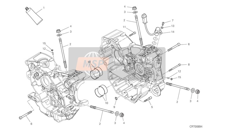 225P0162A, Complete HALF-CRANKCASES Pair, Ducati, 0