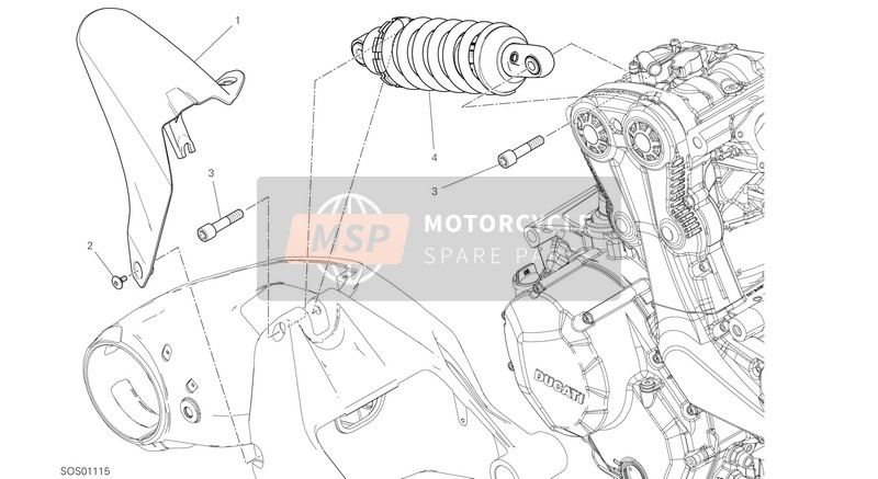 Ducati SUPERSPORT 950 2021 Sospensione posteriore per un 2021 Ducati SUPERSPORT 950