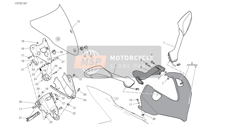 Ducati SUPERSPORT 950 S 2021 Kuipwerk voor een 2021 Ducati SUPERSPORT 950 S