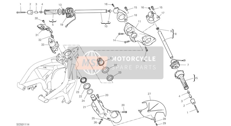 Ducati SUPERSPORT 950 S 2021 Manubrio e comandi per un 2021 Ducati SUPERSPORT 950 S