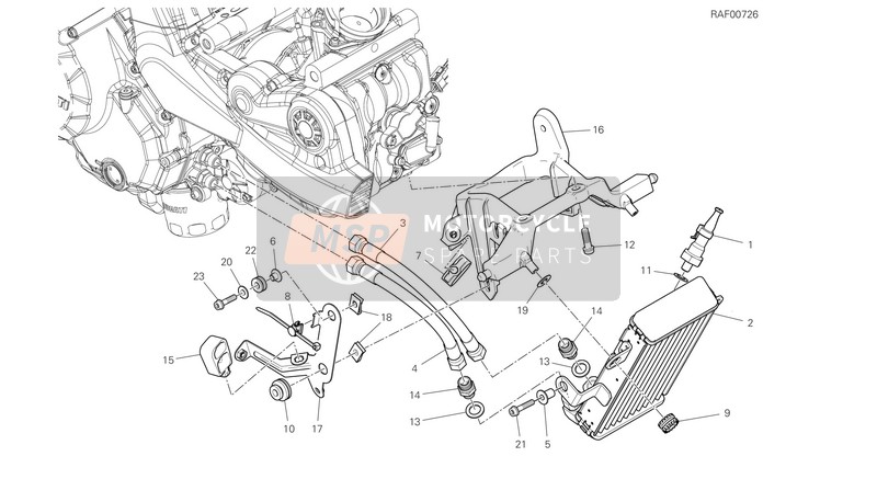 Ducati SUPERSPORT 950 S 2021 OIL COOLER for a 2021 Ducati SUPERSPORT 950 S