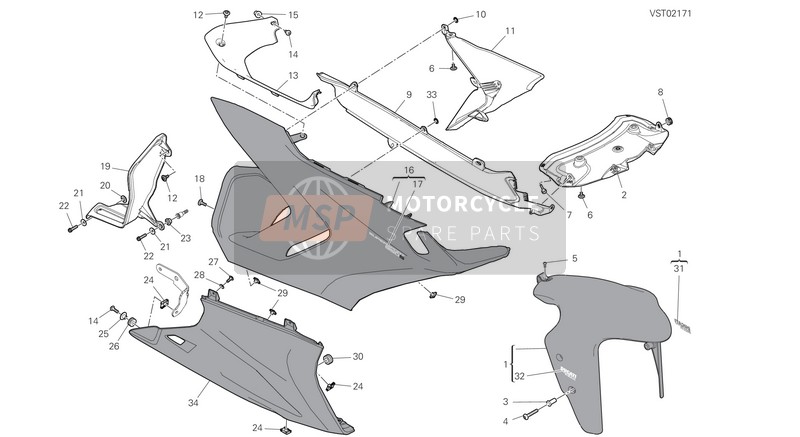 564P6483AB, Front Mudguard White, Ducati, 0