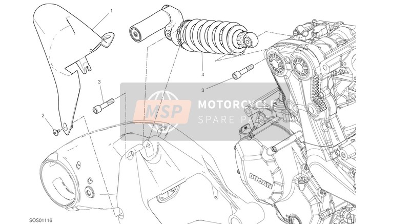 Ducati SUPERSPORT 950 S 2021 SOSPENSIONE POSTERIORE for a 2021 Ducati SUPERSPORT 950 S